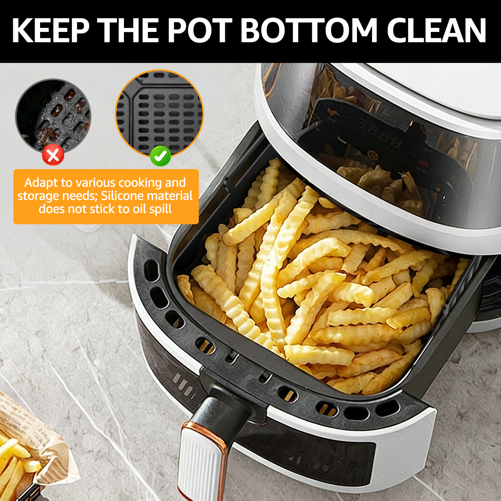 2Pcs Air Fryer Silicone Liners - Commercial Kitchen Cooking ulasan dan harga