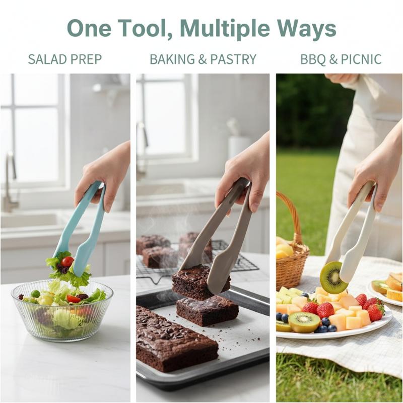 3pcs Plastics Food Tongs NonSl - Commercial Kitchen Cooking ulasan dan harga