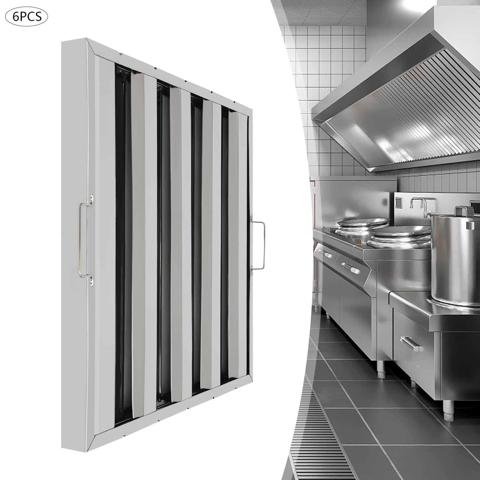 6 Pack Hood Filters, Stainless - Commercial Kitchen Range Hood ulasan dan harga